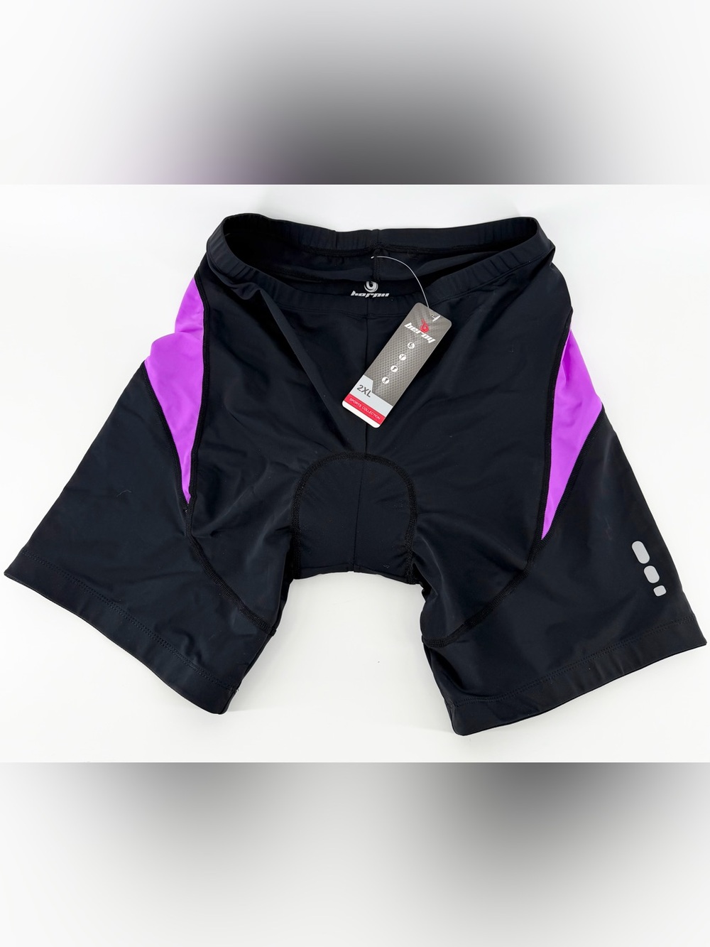 NWT Beroy Womens 3D Gel Padded Cycling Shorts Black Magenta 2XL Sporty Chic